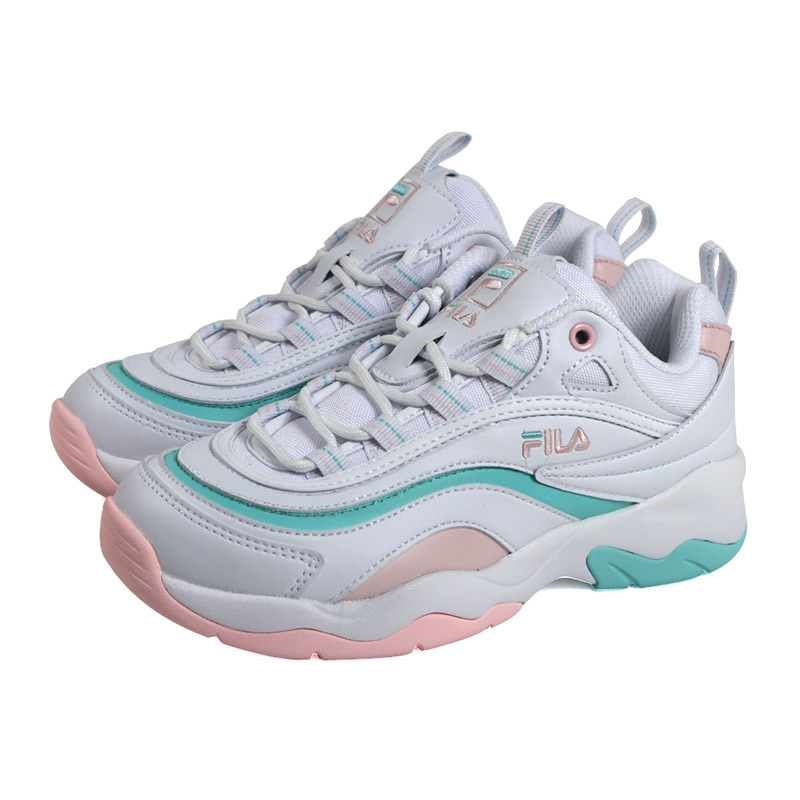 FILA RAY 運動鞋男女鞋中性款白/粉綠5-C128X-145 no260|慢跑鞋|ETMall