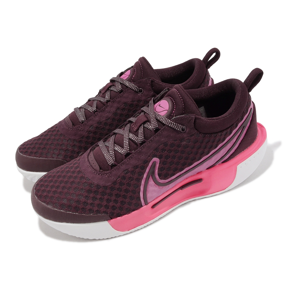 Nike 網球鞋Wmns Zoom Court Pro HC PRM 女鞋酒紅粉硬地球場氣墊DQ4683