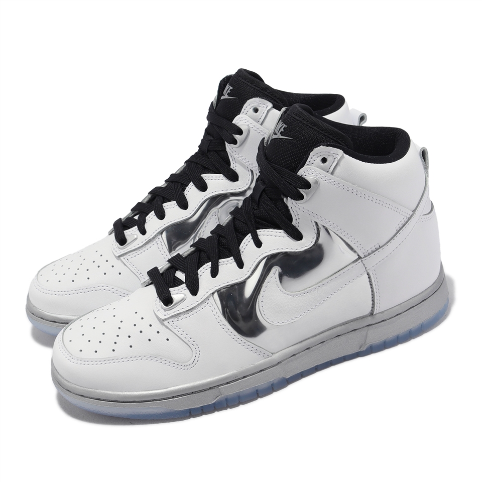 Nike 休閒鞋Wmns Dunk High SE 女鞋白銀果凍底高筒皮革Chrome DX5928