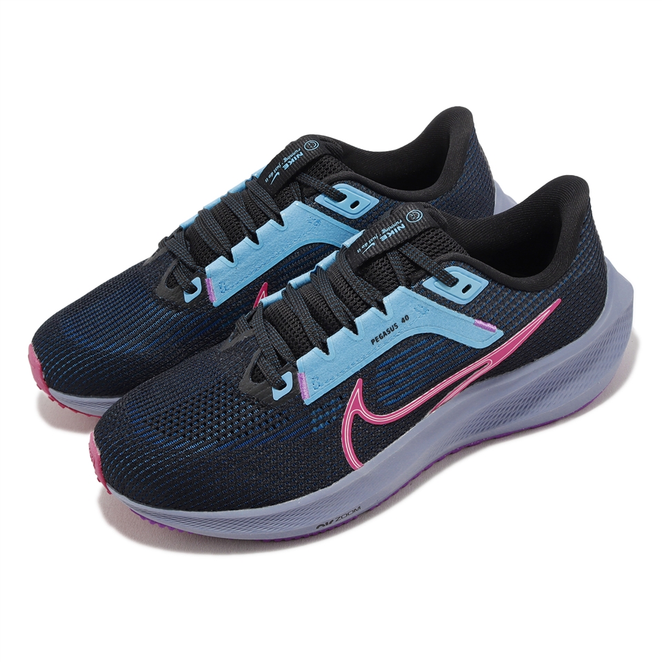 Nike 慢跑鞋Wmns Air Zoom Pegasus 40 SE 女鞋黑藍反光小飛馬運動鞋