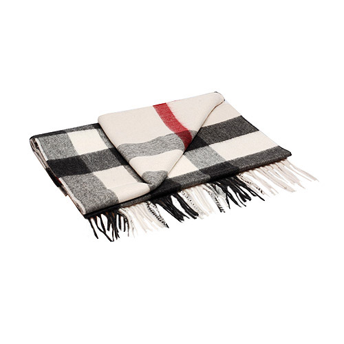burberry 经典方格纹喀什米尔羊毛披肩/围巾(200cm-石灰色)