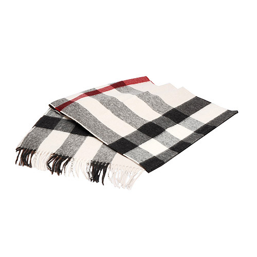 burberry 经典方格纹喀什米尔羊毛披肩/围巾(200cm-石灰色)