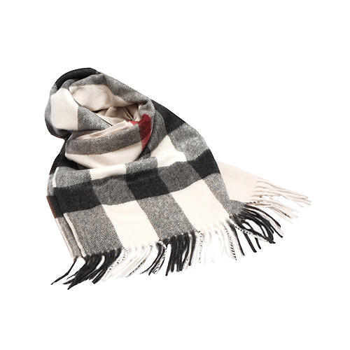 burberry 经典方格纹喀什米尔羊毛披肩/围巾(200cm-石灰色)