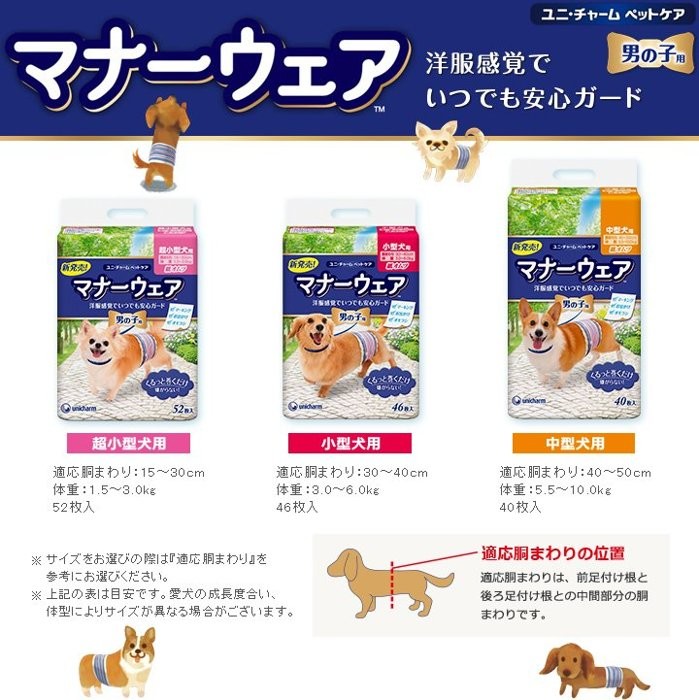 Unicharm 日本消臭大師禮貌帶男用 中型犬l 40片x 2包 尿布墊 Etmall東森購物