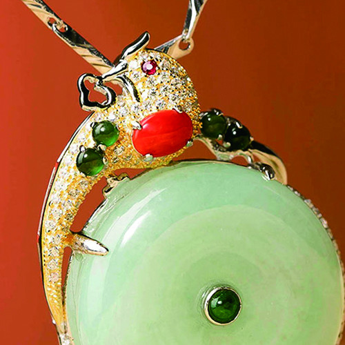 【典藏富玉】喜鹊临门天然翡翠坠鍊