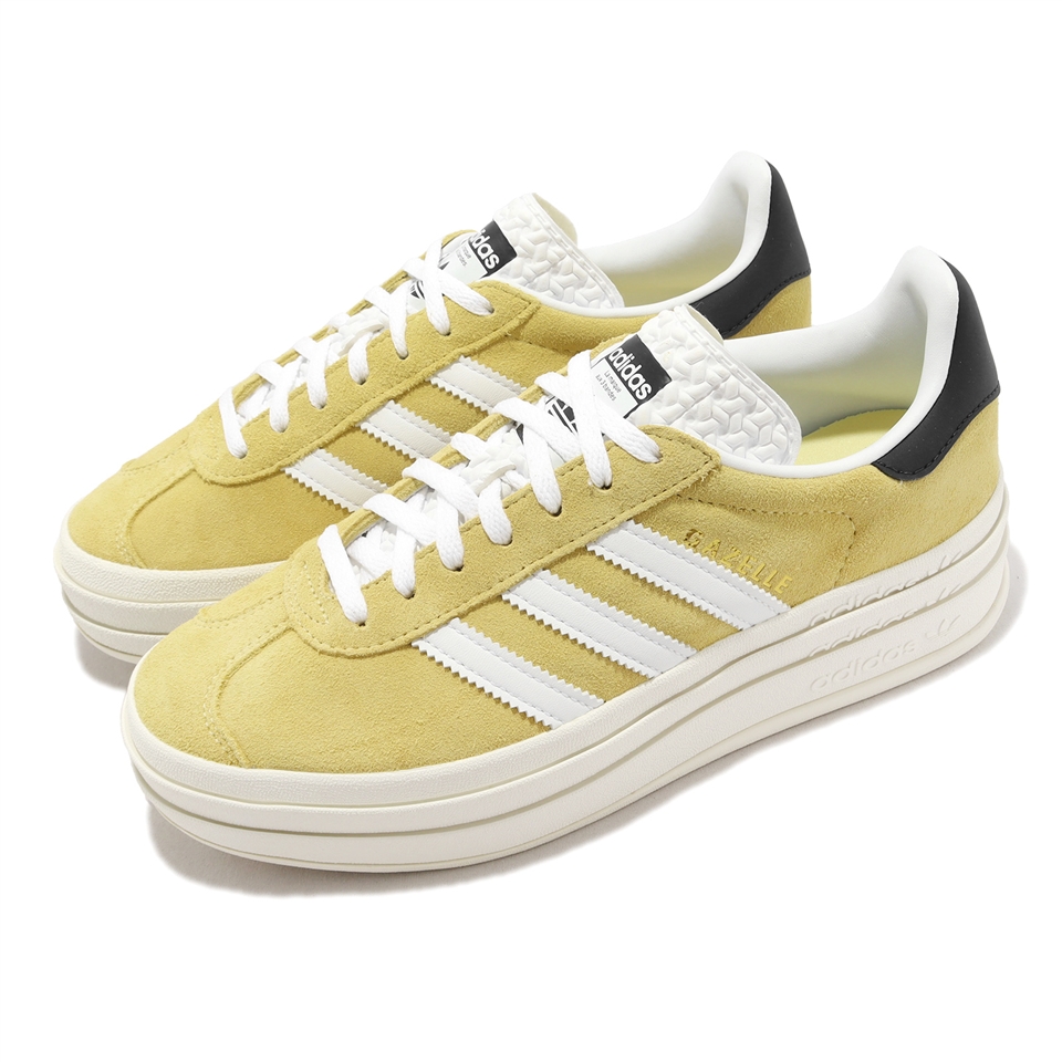 adidas 休閒鞋Gazelle Bold W 女鞋黃白麂皮厚底增高拼接愛迪達