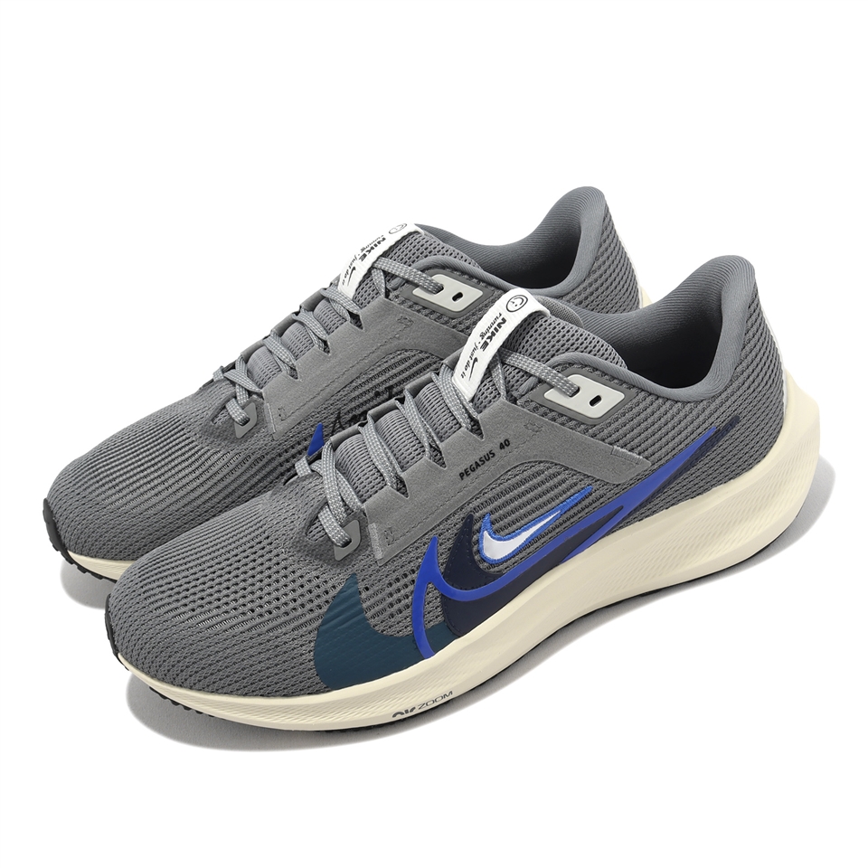 Nike 慢跑鞋Air Zoom Pegasus 40 PRM 灰藍多勾小飛馬男鞋運動鞋FB7179