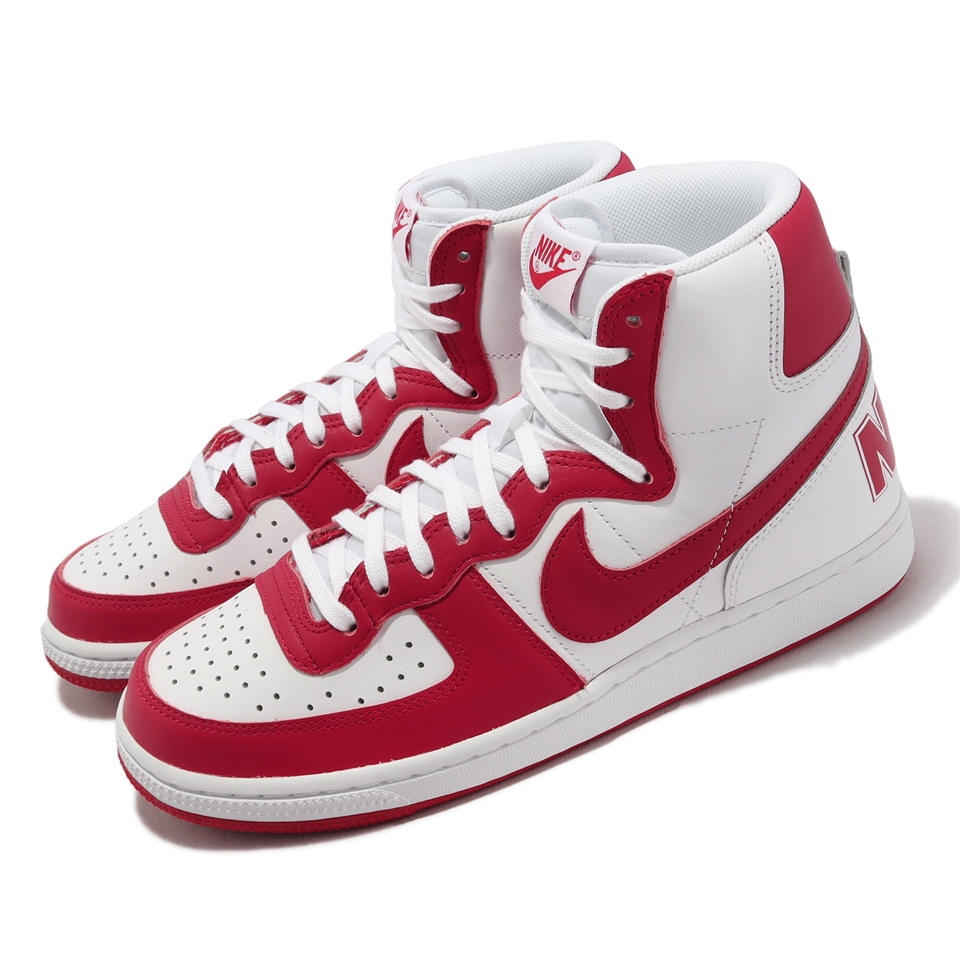 Nike 休閒鞋Terminator High 男鞋白紅高筒復古皮革經典復刻運動鞋