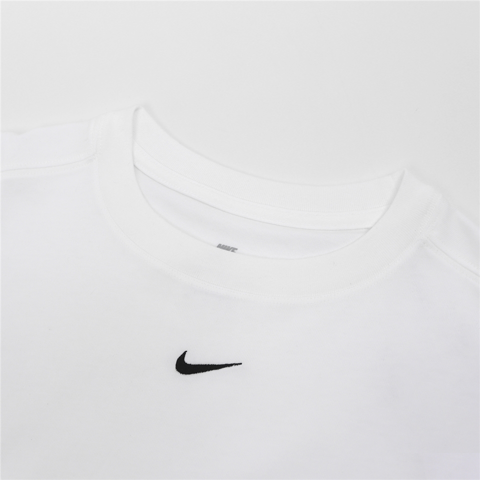 Nike 短袖NSW Essential 女款白刺繡小LOGO 寬鬆重磅落肩素T 短T 小勾