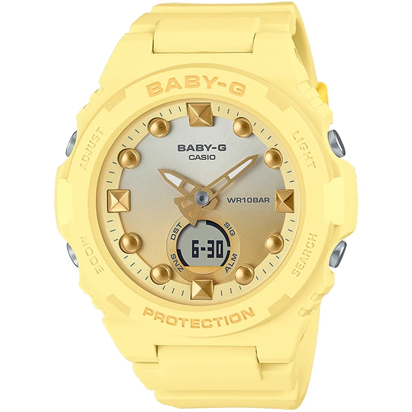 CASIO BABY-G 夏季海灘漸層雙顯計時錶/陽光黃/BGA-320-9A|Baby-G