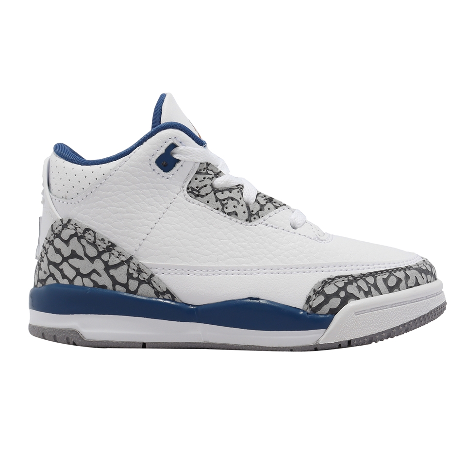 Nike 籃球鞋Jordan 3 Retro TD 小童童鞋白藍爆裂紋巫師運動鞋小朋友