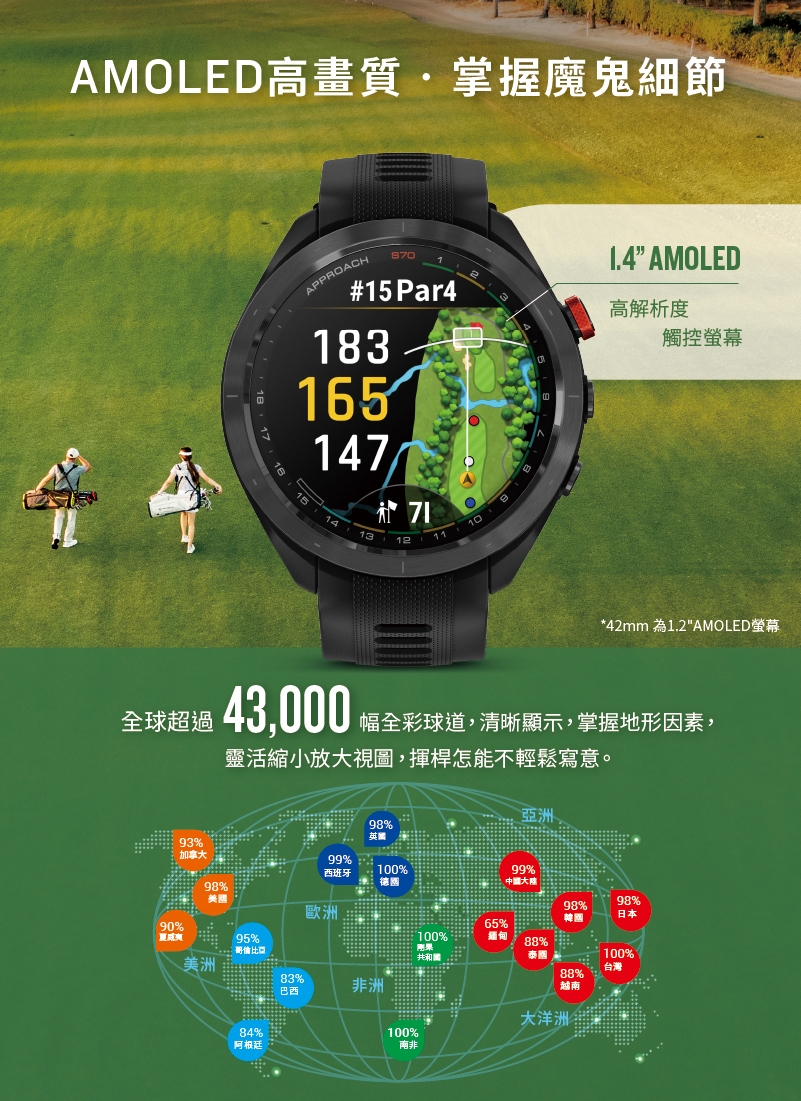 GARMIN Approach S70 進階高爾夫球GPS腕錶-47mm 沉穩黑|會員獨享好康