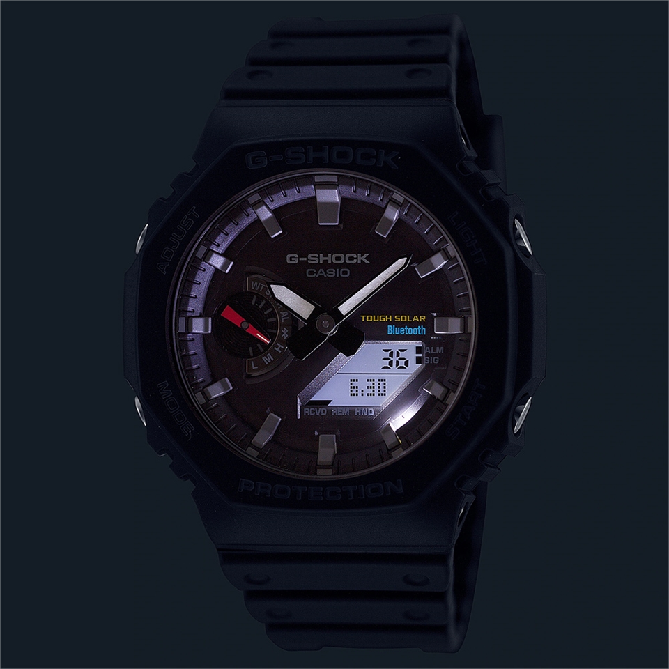 CASIO 卡西歐G-SHOCK 極簡八角太陽能電力智慧藍牙手錶(GA-B2100-1A