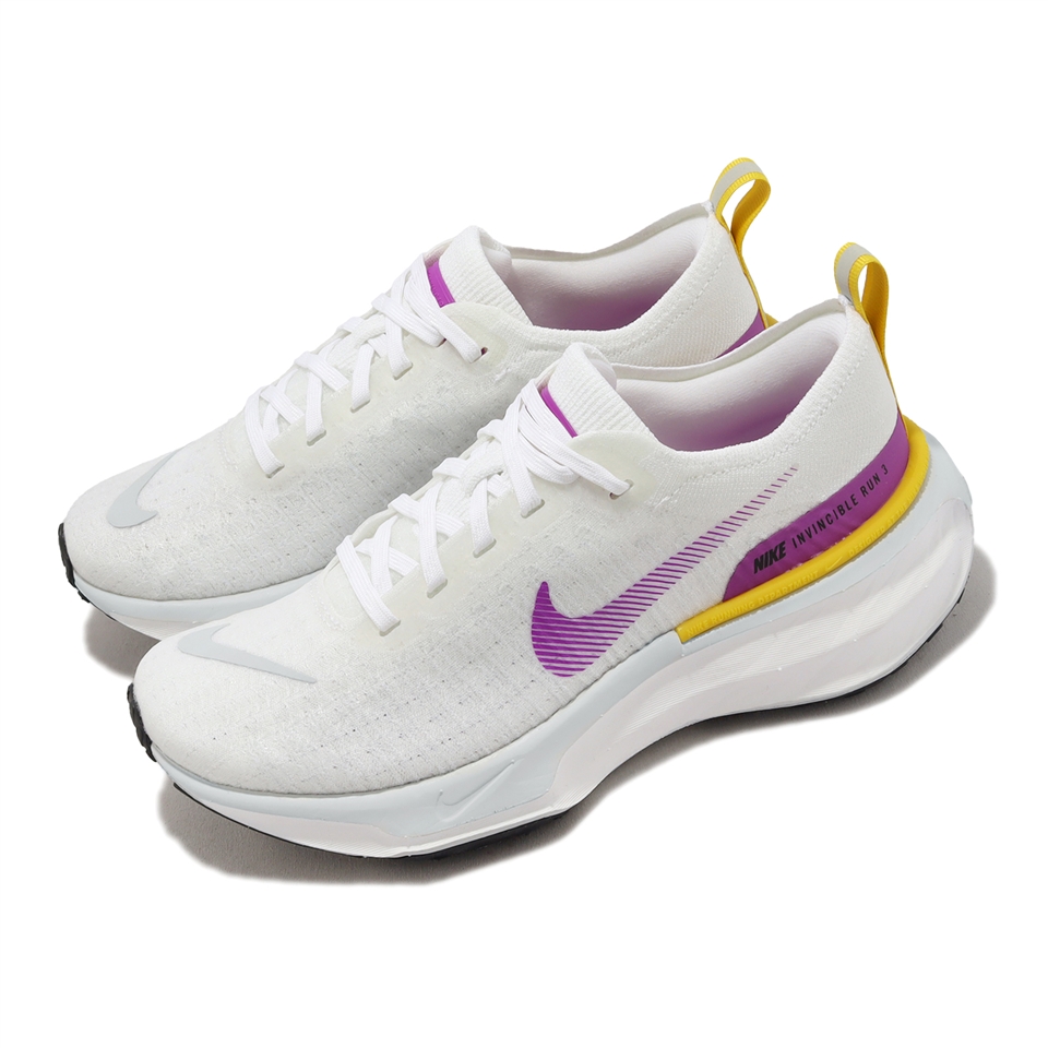 Nike 慢跑鞋Wmns ZoomX Invincible Run FK 3 女鞋白紫回彈運動鞋