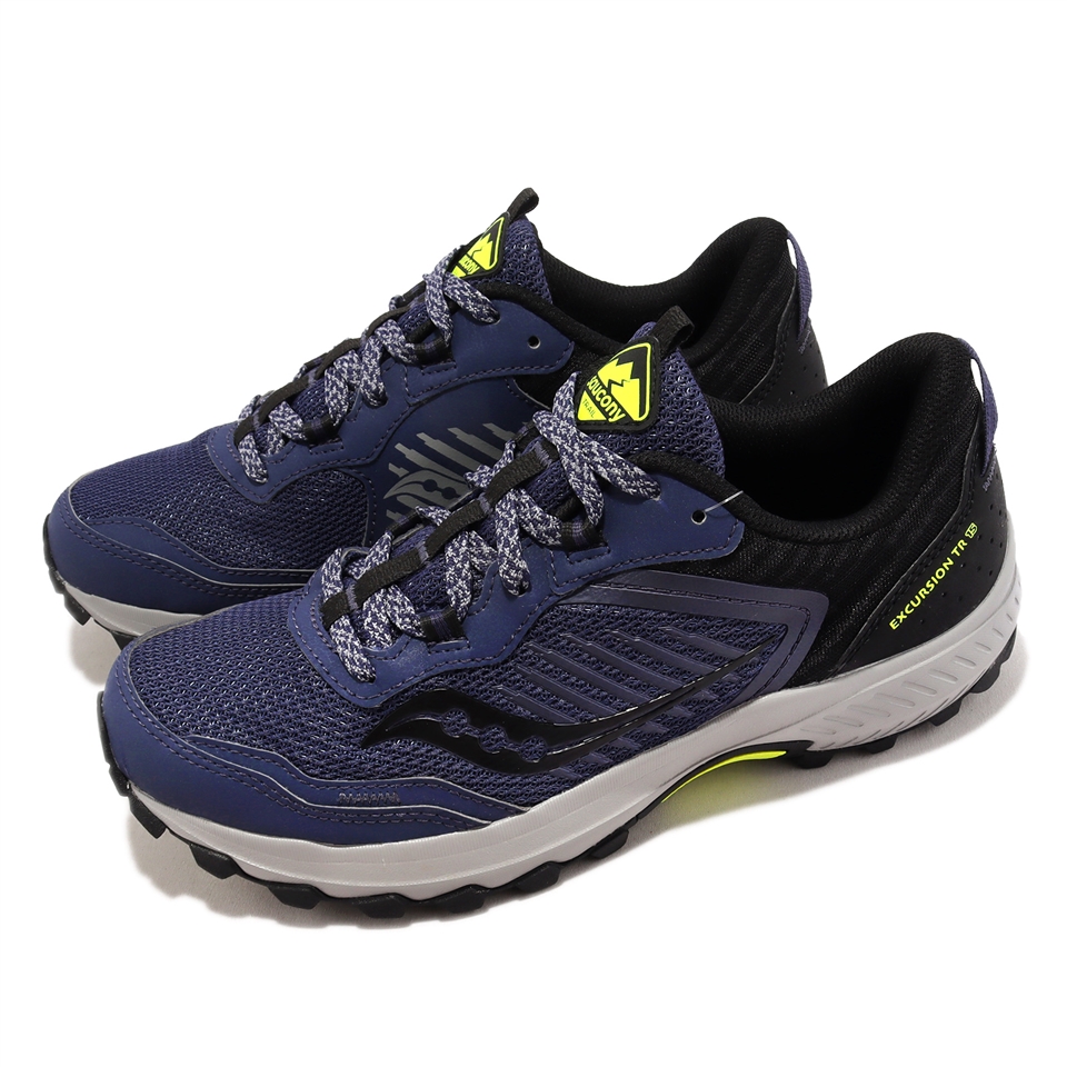 Saucony 越野跑鞋Excursion TR15 寬楦男鞋太空藍黑緩衝回彈耐磨戶外索