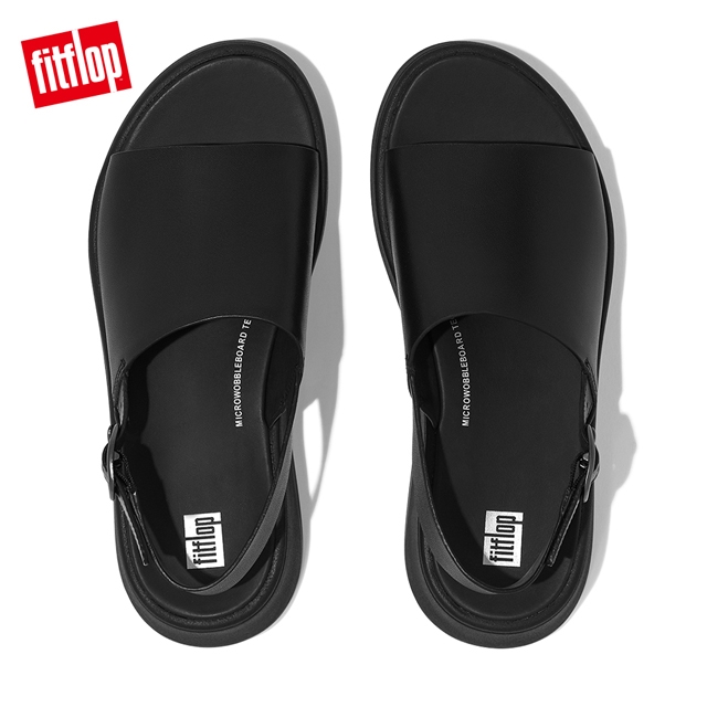 FitFlop】F-MODE LEATHER FLATFORM BACK-STRAP SANDALS厚底一片式後帶