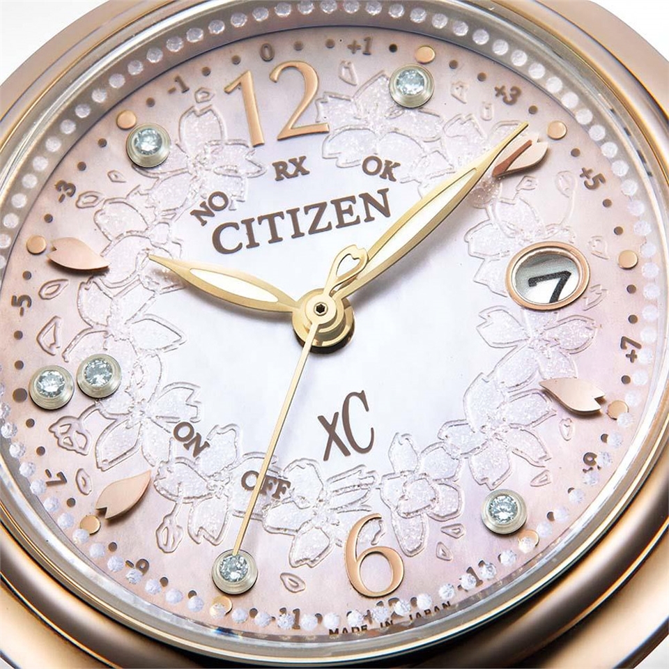 CITIZEN 星辰XC Sakura pink 限量鈦金屬光動能全球電波鑽石女錶-29mm 