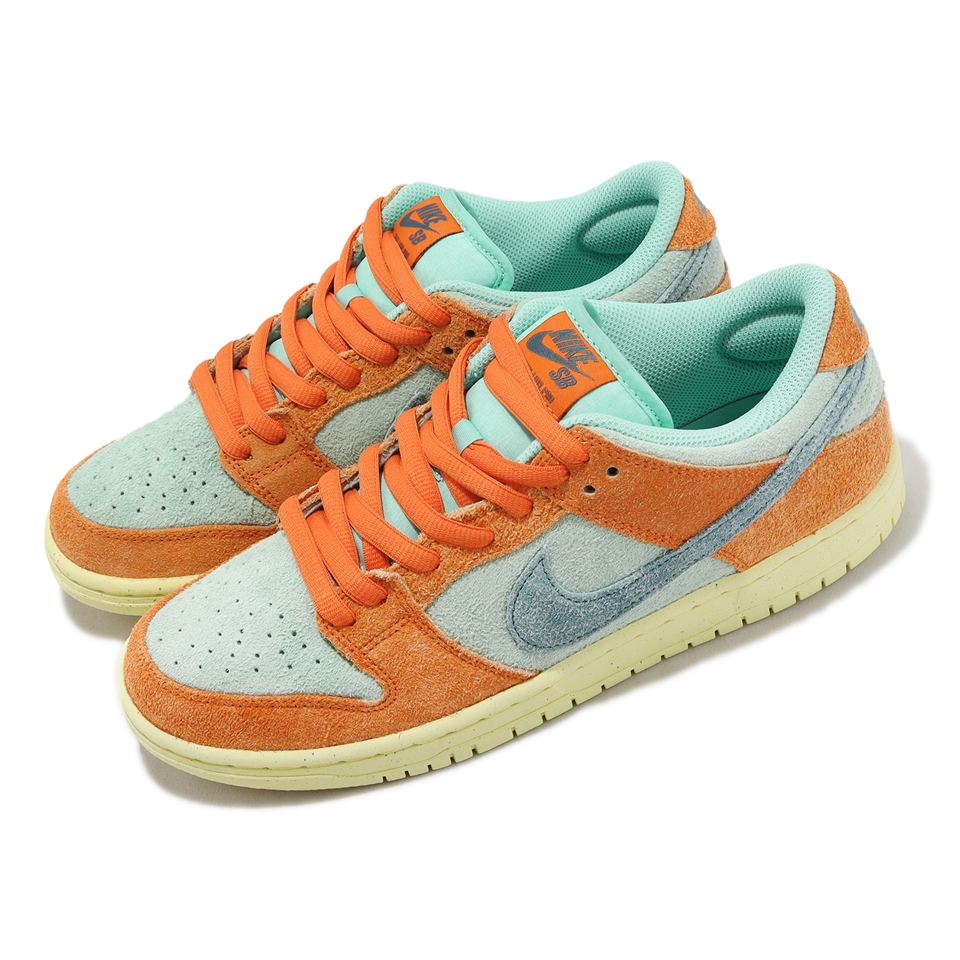 Nike 滑板鞋SB Dunk Low Pro PRM 男鞋女鞋橘藍麂皮撞色Noise Aqua