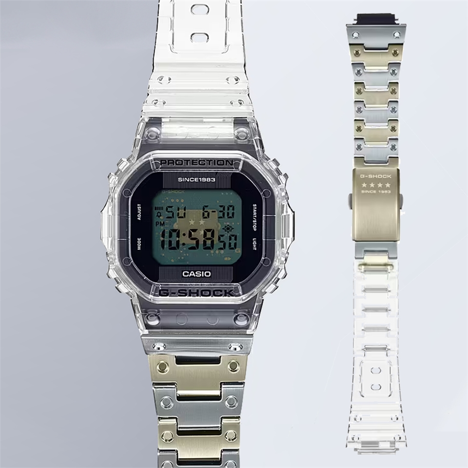 CASIO 卡西歐G-SHOCK 40周年透明限量版透視機芯手錶(DWE-5640RX-7)|G