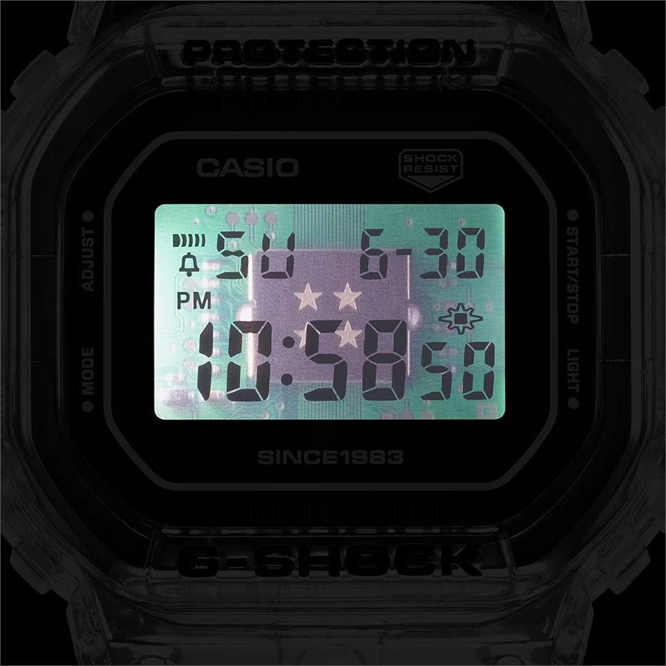 CASIO 卡西歐G-SHOCK 40周年透明限量版透視機芯手錶(DW-5040RX-7)|會員