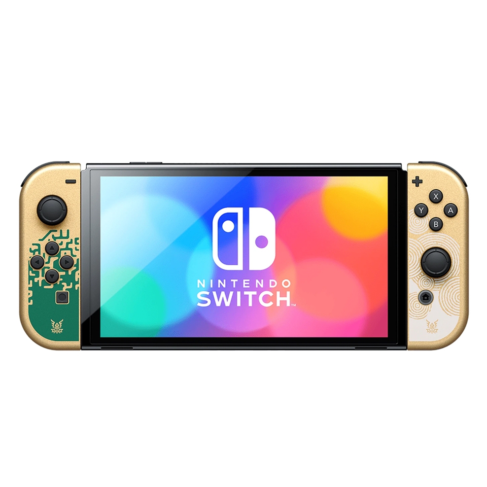 任天堂Switch OLED薩爾達主機+限定版+Pro手把+手把包+遊戲選一+包貼(送