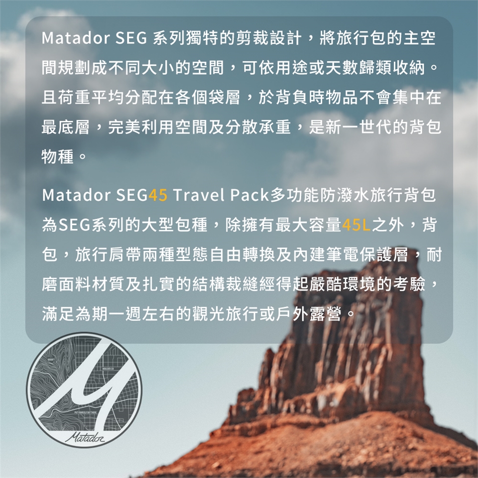 Matador 鬥牛士】SEG45 Travel Pack 多功能防潑水旅行背包|會員獨享好