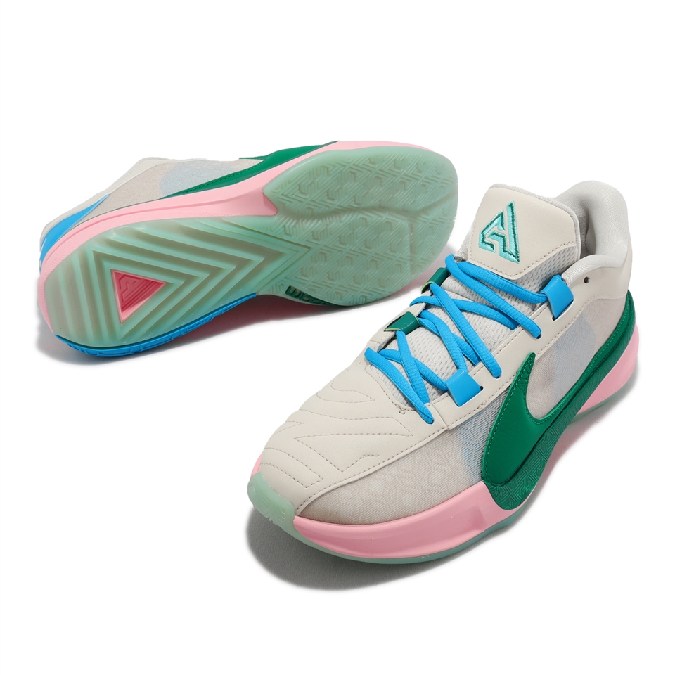 Nike 籃球鞋Freak 5 EP 粉綠藍字母哥希臘怪物男鞋5代DX4996-100|會員獨 