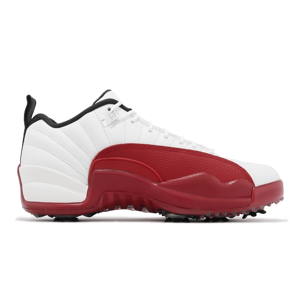 Nike 高爾夫球鞋Air Jordan XII Low 男鞋白紅可拆式鞋釘CHERRY AJ12