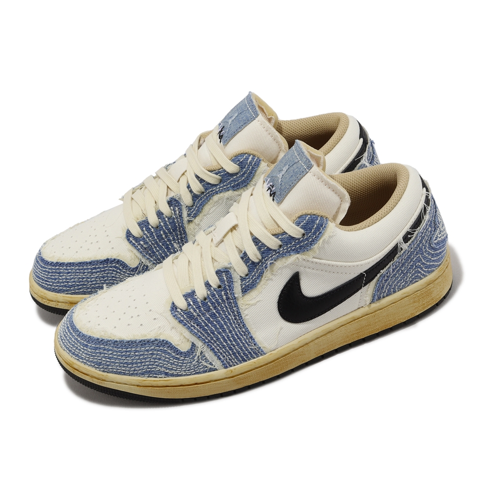 Nike Air Jordan 1 Low SE WRMK 男鞋藍仿舊丹寧牛仔做舊AJ1 休閒鞋