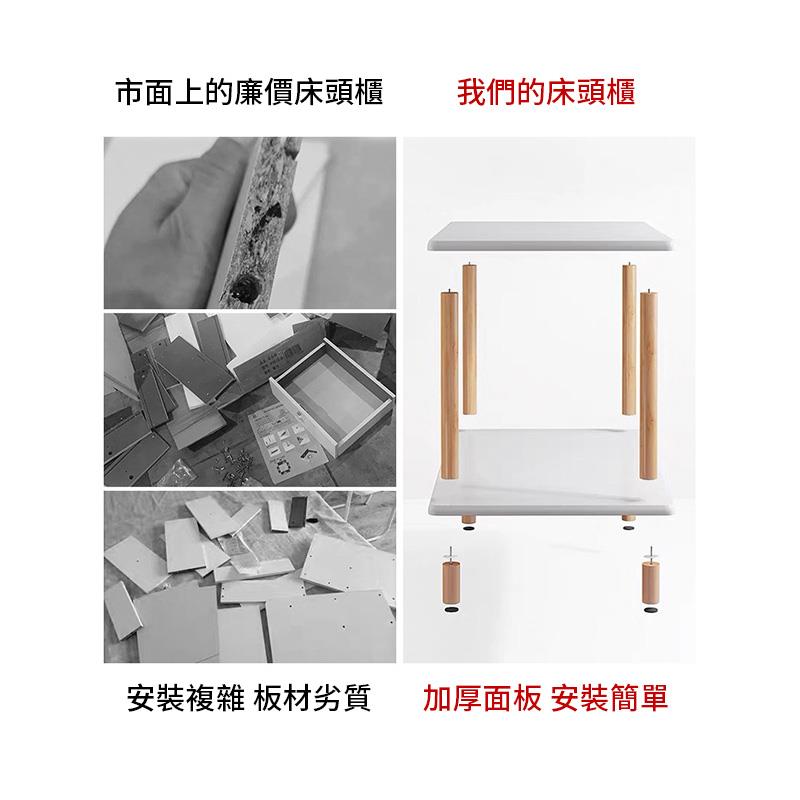 市面上的廉價床頭櫃 30道 安裝複雜 板材劣質 我們的床頭櫃 加厚面板 安裝簡單 