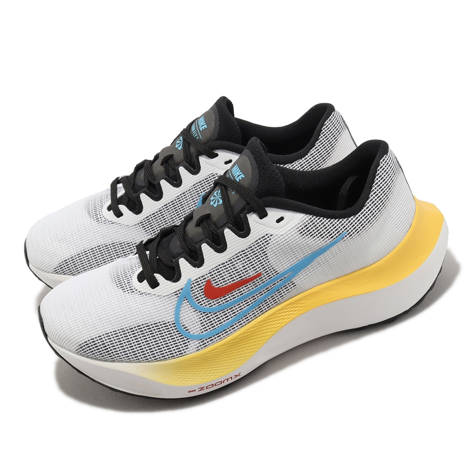 Nike 慢跑鞋Wmns Zoom Fly 5 女鞋白藍黑氣墊路跑運動鞋DM8974-002|會員