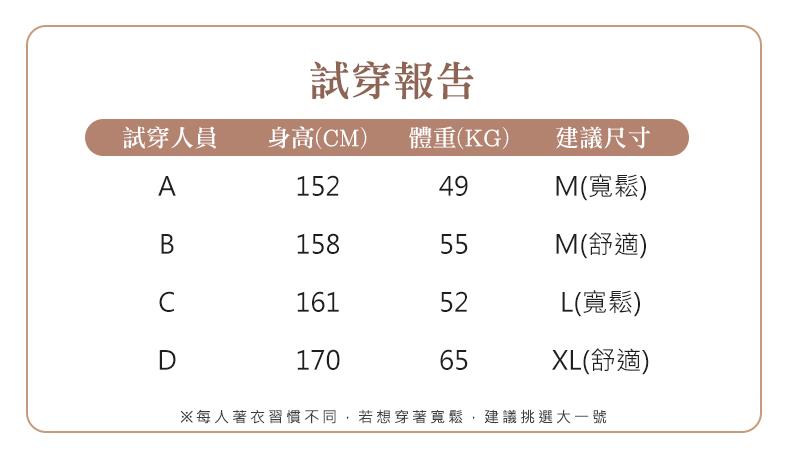 每人著衣習慣不同,若想穿著寬鬆,建議挑選大一號