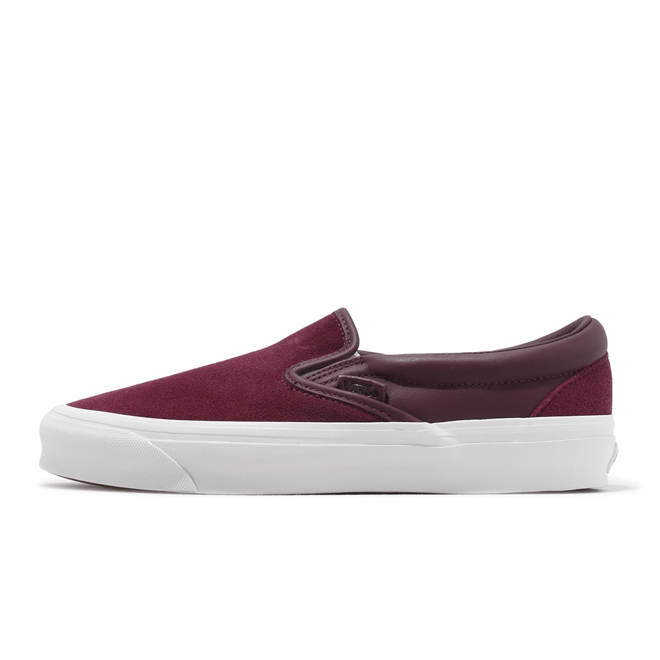 Vans 懶人鞋OG Classic Slip-On LX Vault 男鞋女鞋酒紅白麂皮休閒鞋