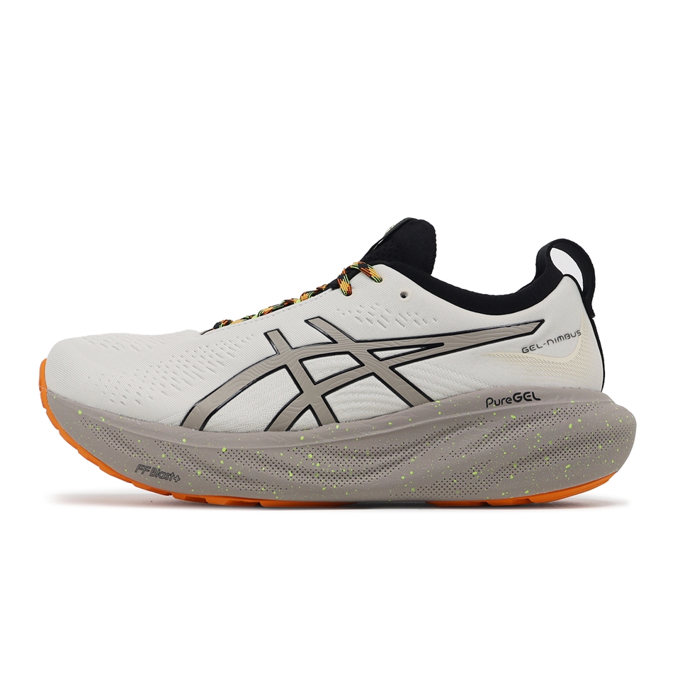 Asics 慢跑鞋GEL-Nimbus 25 TR 男鞋米白黑厚底緩衝運動鞋路跑戶外亞瑟