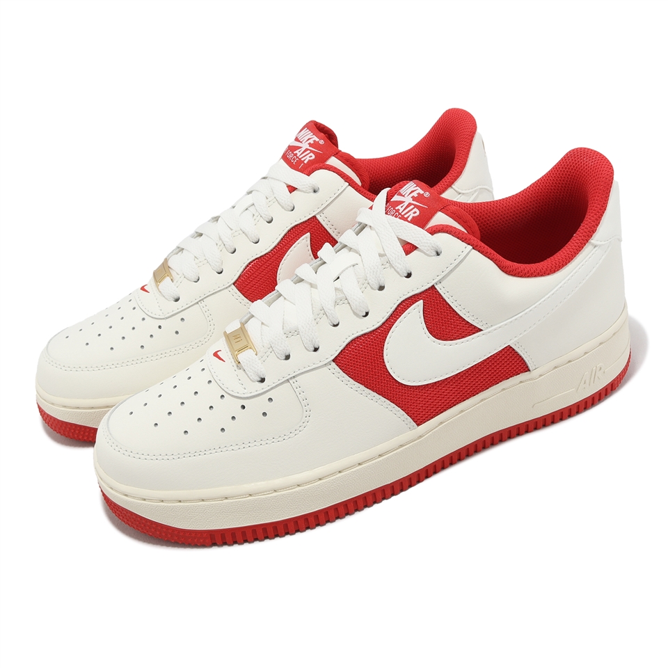 Nike 休閒鞋Air Force 1 07 米白紅男鞋仿舊皮革AF1 FN7439-133|休閒