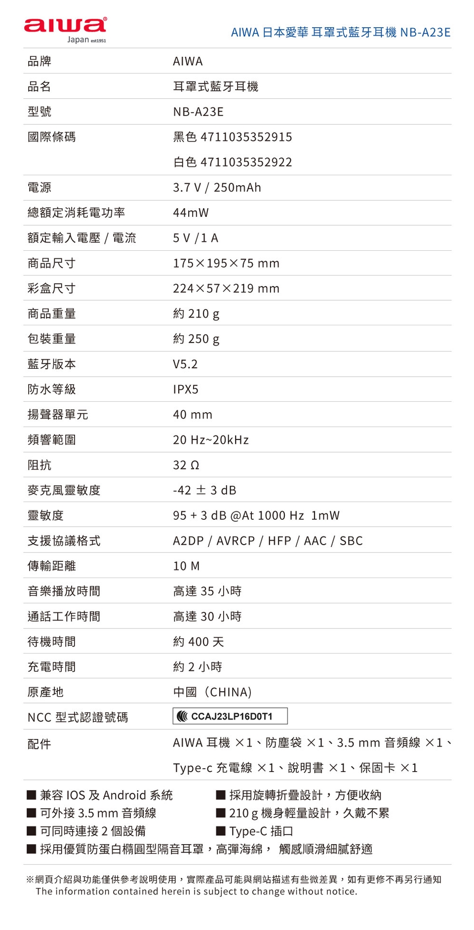 AIWA愛華 NB-A23E - 詳情2