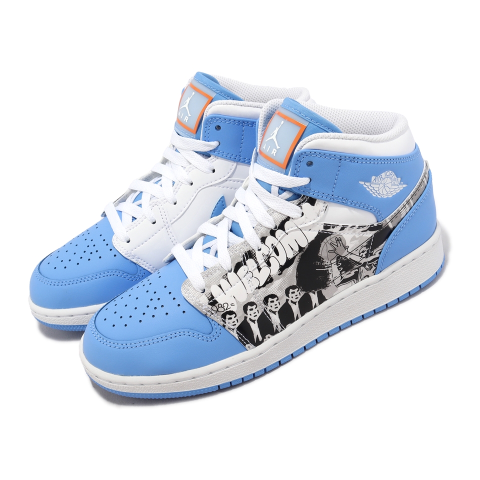 Nike 休閒鞋Air Jordan 1 Mid SS GS 女鞋大童鞋白藍Game Winner DR6492