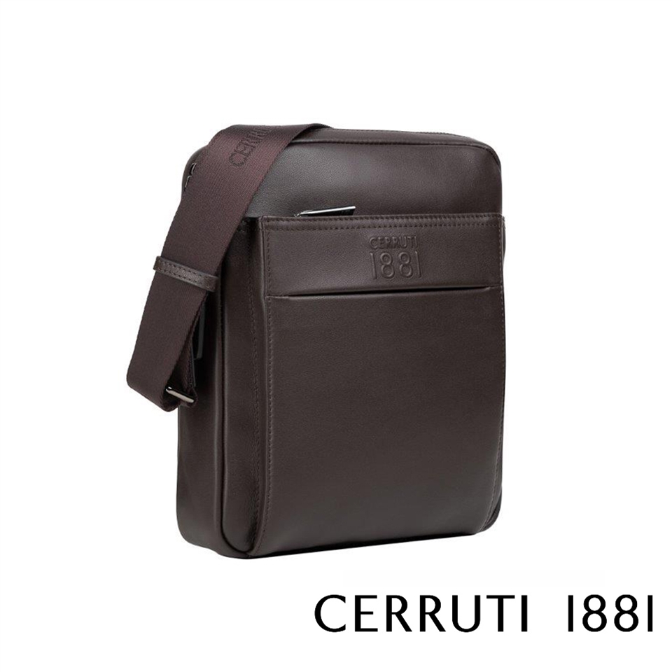 CERRUTI 1881】限量2折頂級義大利小牛皮斜背包CEBO05624M 全新專櫃展示