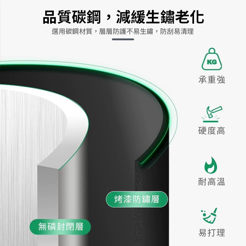 選用碳鋼材質,層層防護不易生鏽,防刮易清理