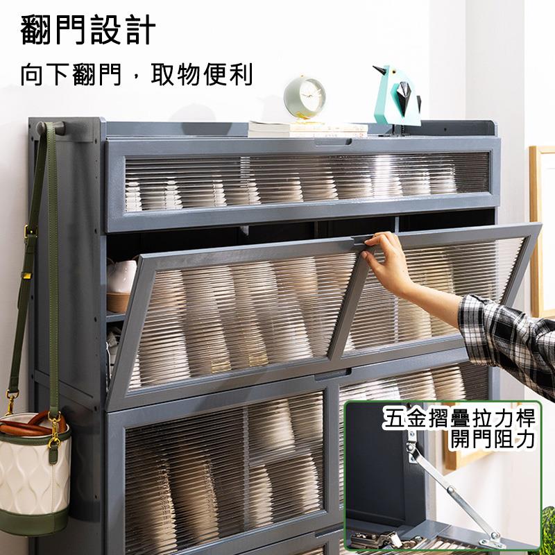 翻門設計 向下翻門,取物便利 五金摺疊拉力桿 開門阻力