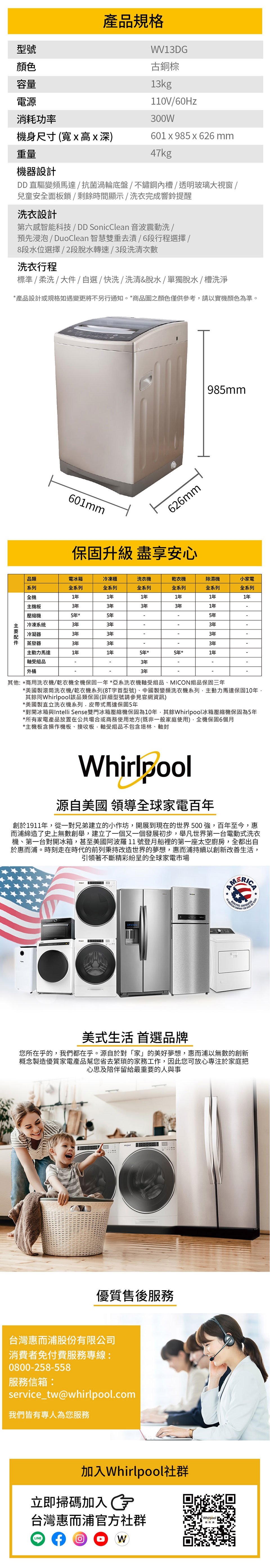 Whirlpool惠而浦 WV13DG - 詳情2