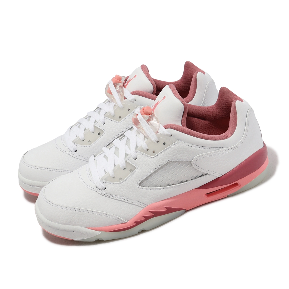 Nike 休閒鞋Air Jordan 5 Retro Low GS 女鞋大童鞋白珊瑚粉AJ5 低筒