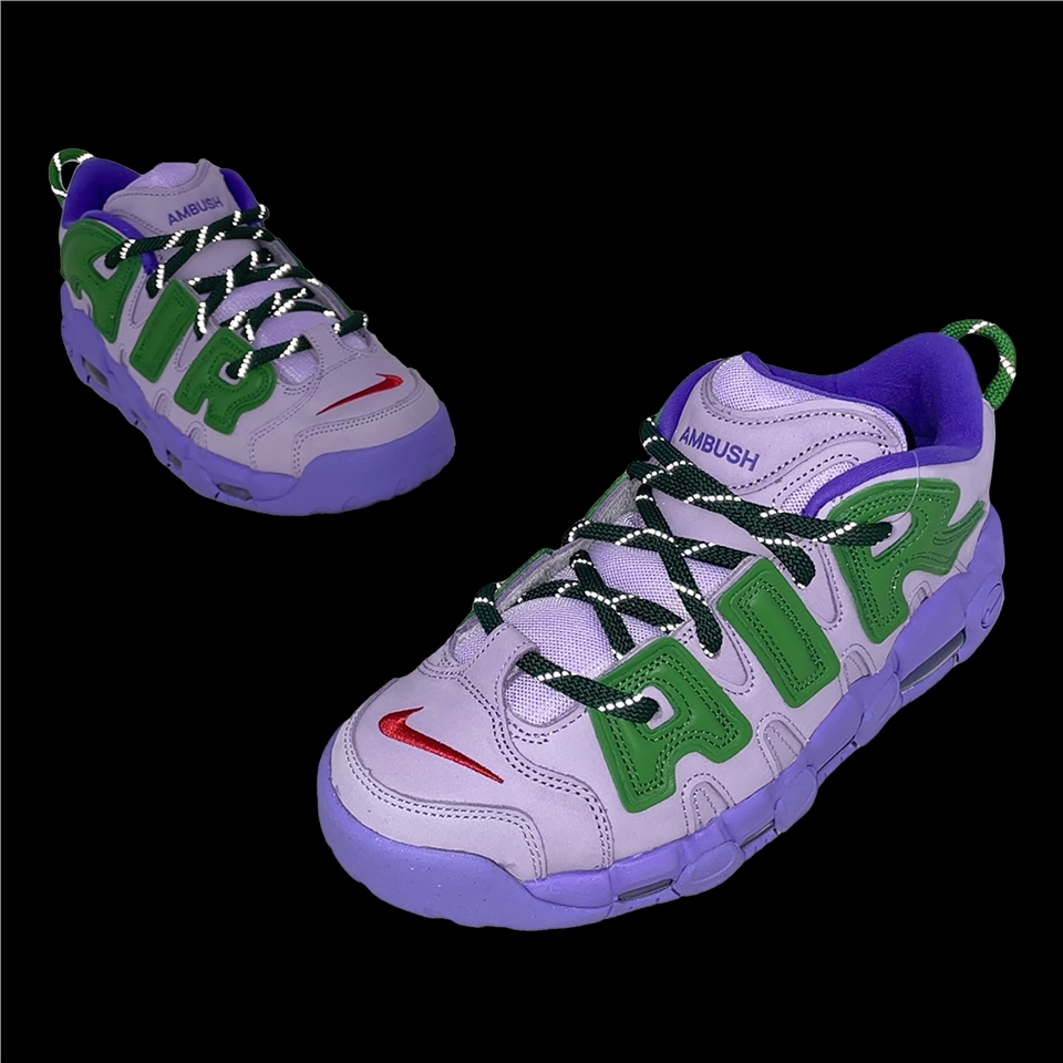 Nike x AMBUSH Air More Uptempo Low 紫綠聯名男女鞋大AIR 低筒FB1299