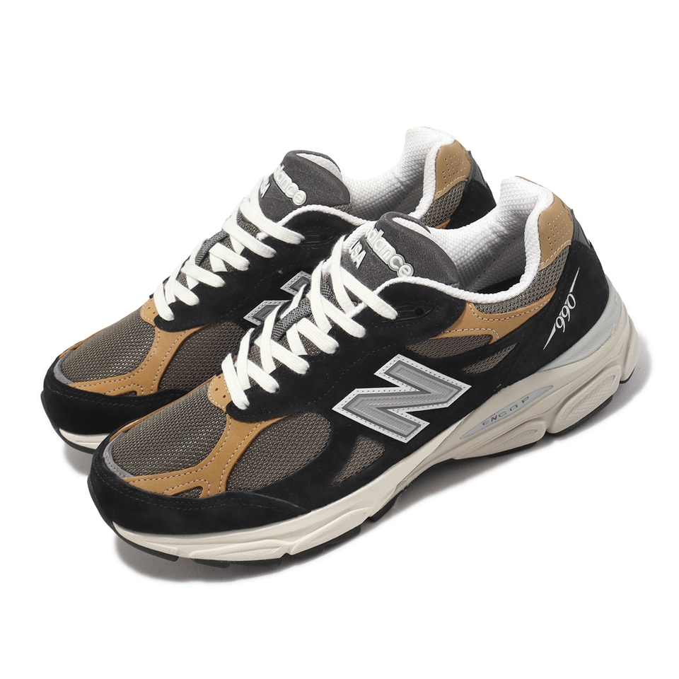 New Balance 休閒鞋990 V3 黑褐黃奶茶男鞋美製經典復古麂皮NB