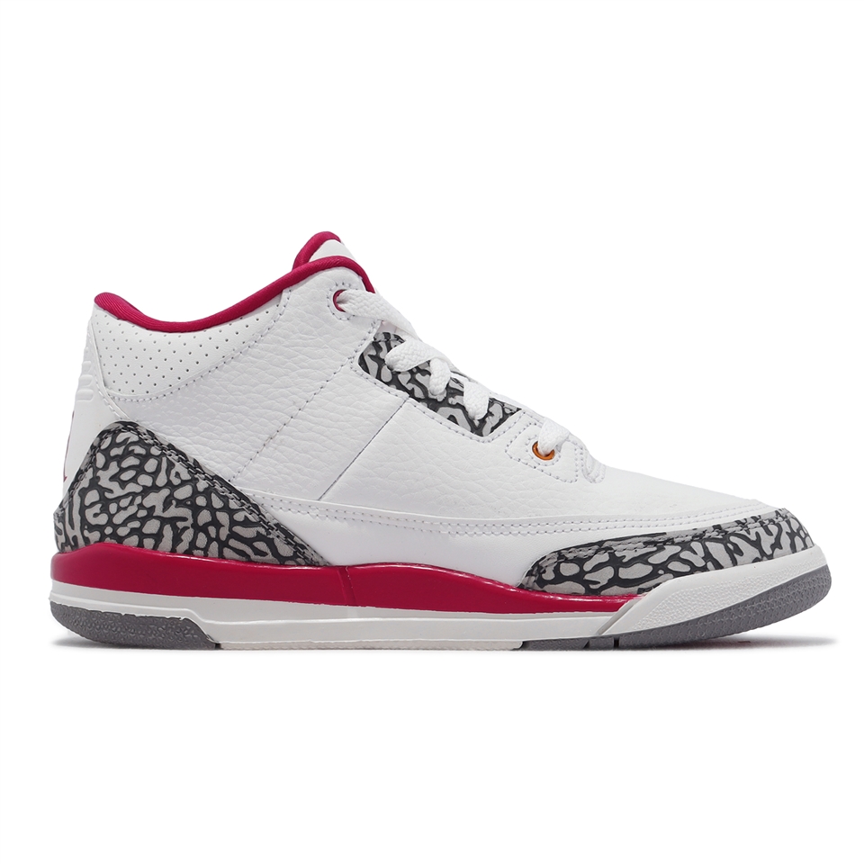 Nike 童鞋Air Jordan 3 Retro PS 中童小朋友3代親子鞋喬丹白紅爆裂紋