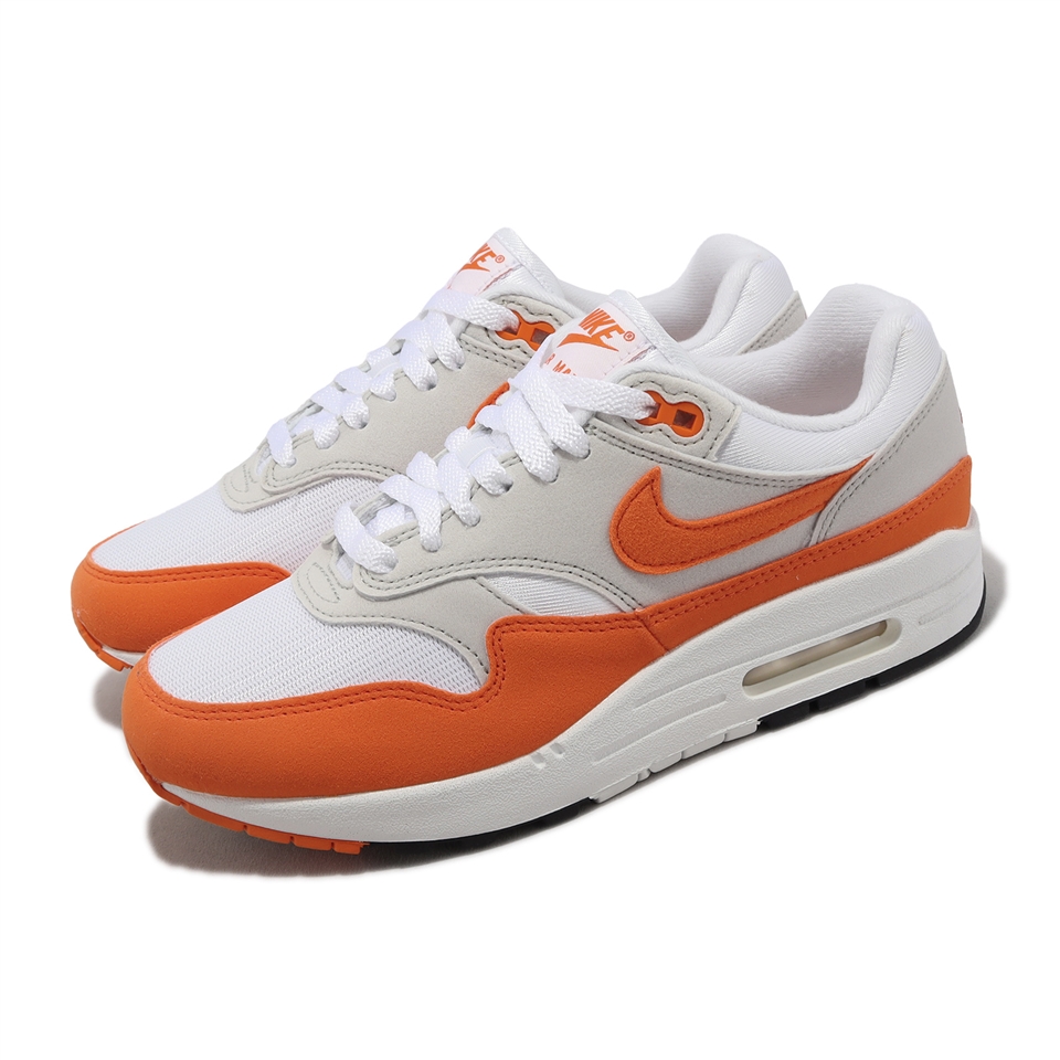 Nike 休閒鞋Wmns Air Max 1 女鞋男鞋橘米白氣墊Safety Orange DZ2628