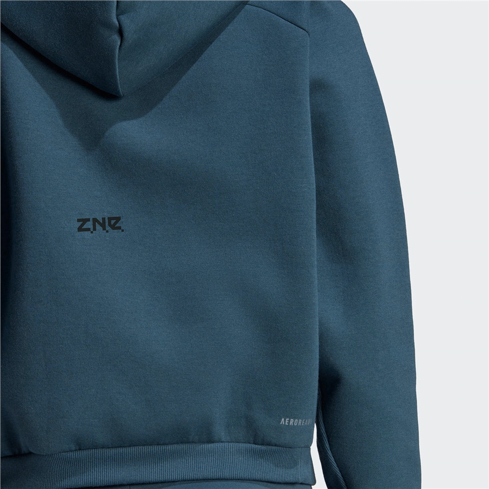 adidas 外套Z.N.E. Full-Zip 女款藍黑寬版連帽外套吸汗拉鍊口袋愛迪達 