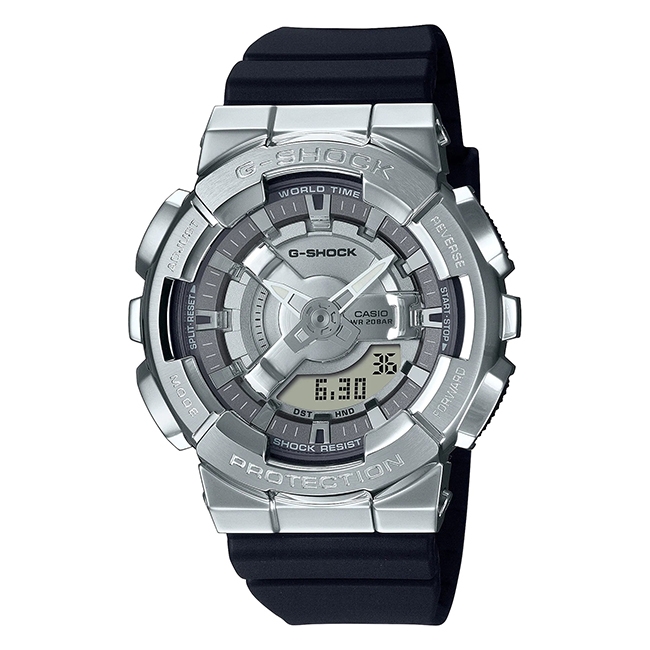 CASIO】卡西歐G-SHOCK 重金屬風小尺寸GM-S110-1A 兩百米防水運動錶雙顯