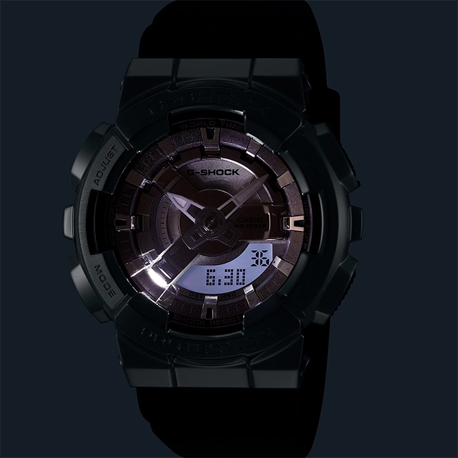 CASIO】卡西歐G-SHOCK 重金屬風小尺寸GM-S110-1A 兩百米防水運動錶雙顯