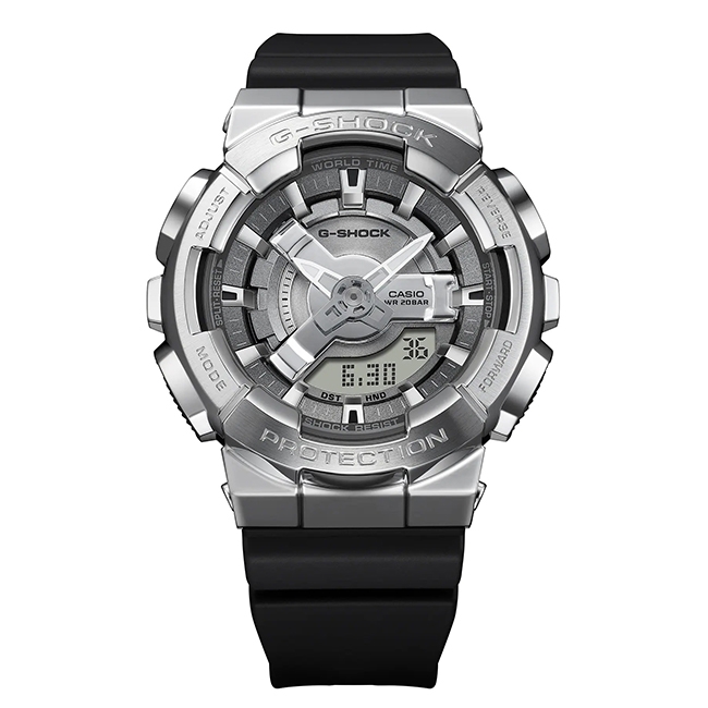 CASIO】卡西歐G-SHOCK 重金屬風小尺寸GM-S110-1A 兩百米防水運動錶雙顯